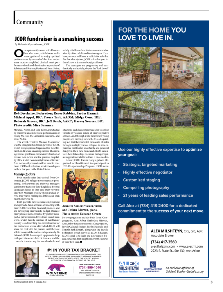 Washtenaw Jewish News
january 2023 p3